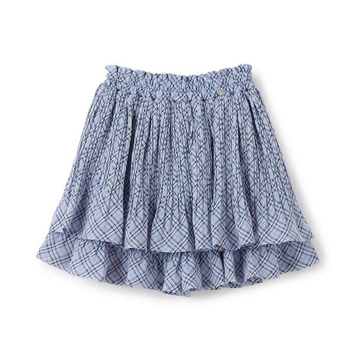 Sheer Check Random Pleated Skirt-Pants,Light gray, medium image number 8