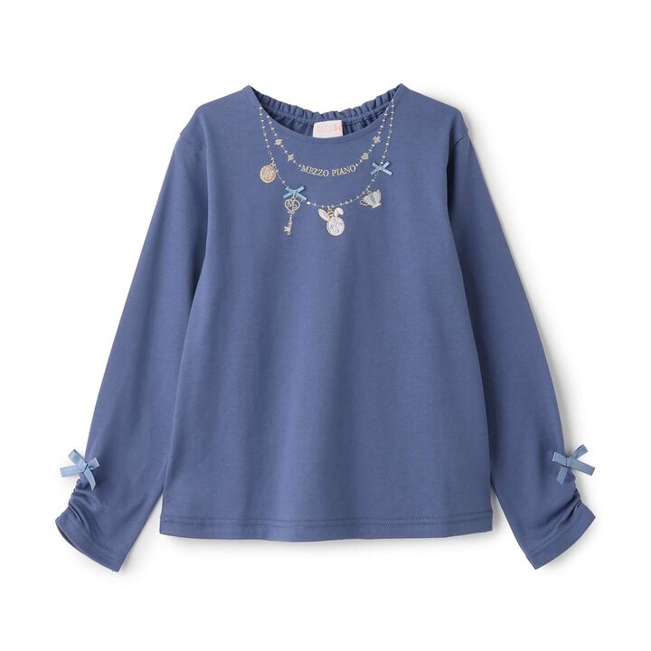 Alice Necklace Embroidery Long-Sleeve T-Shirt,Lavender, medium image number 6