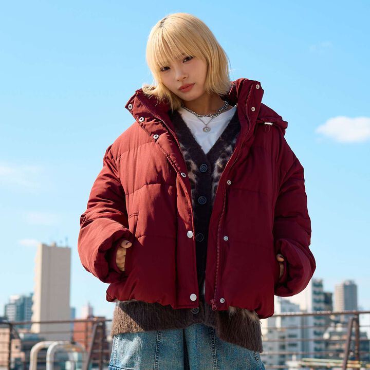 Puffy Bomber Jacket,Deep red, medium image number 0