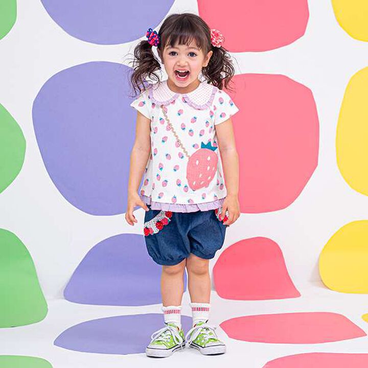 All-Over Pattern Strawberry Pouch T-Shirt,Pink, medium image number 5