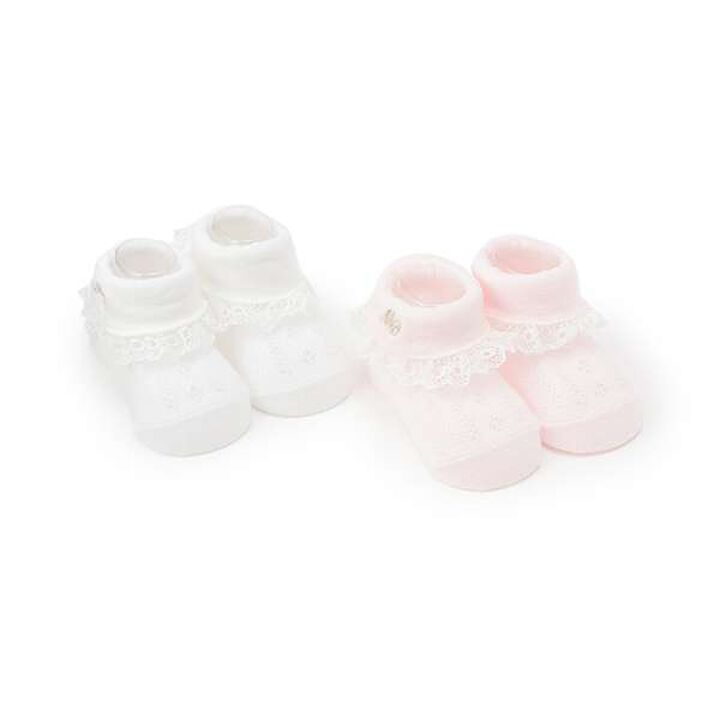 Lace Logo Embroidery Socks,Off white, medium image number 6