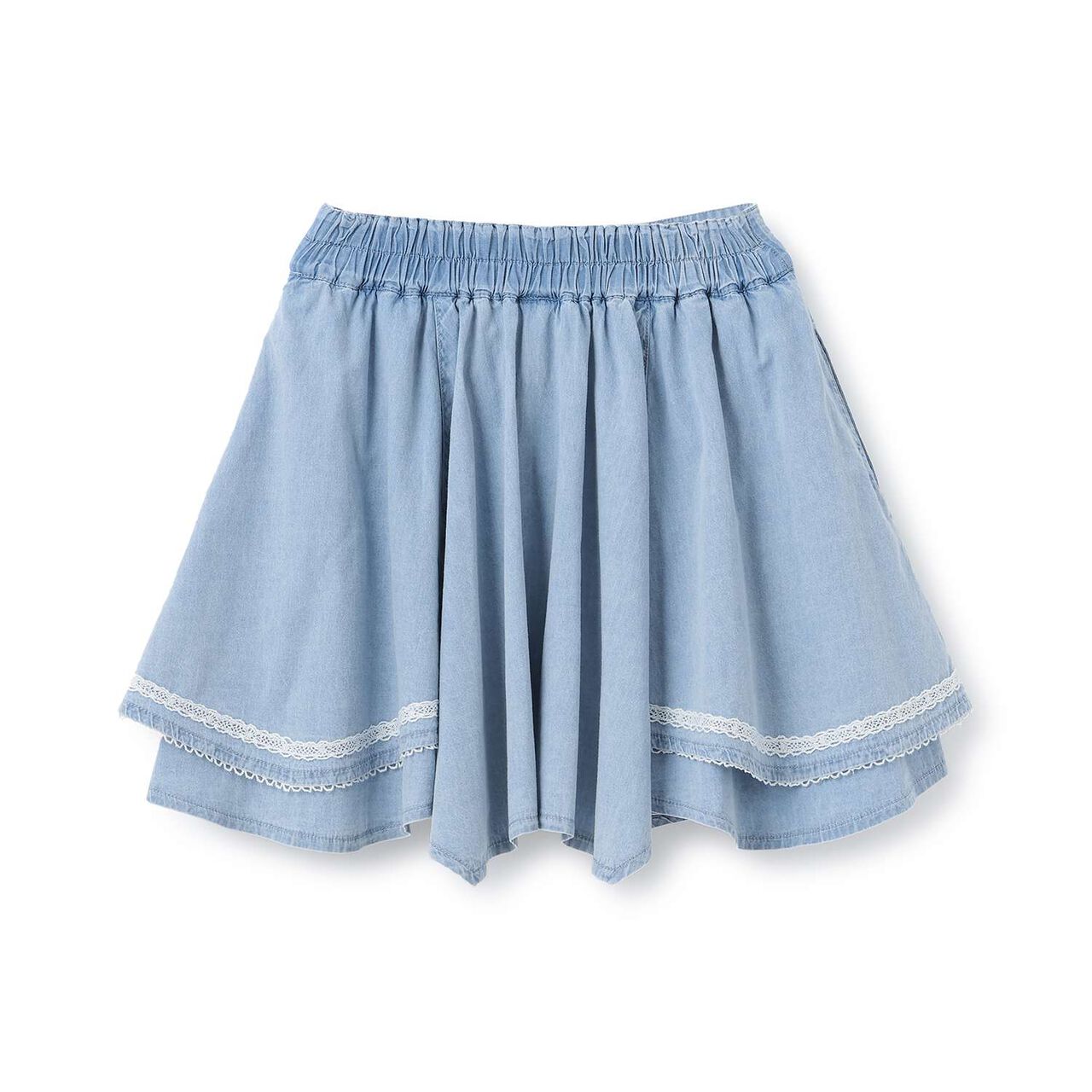 Assorted Material Irregular Hem Skirt with Shorts,Light blue, large image number 1