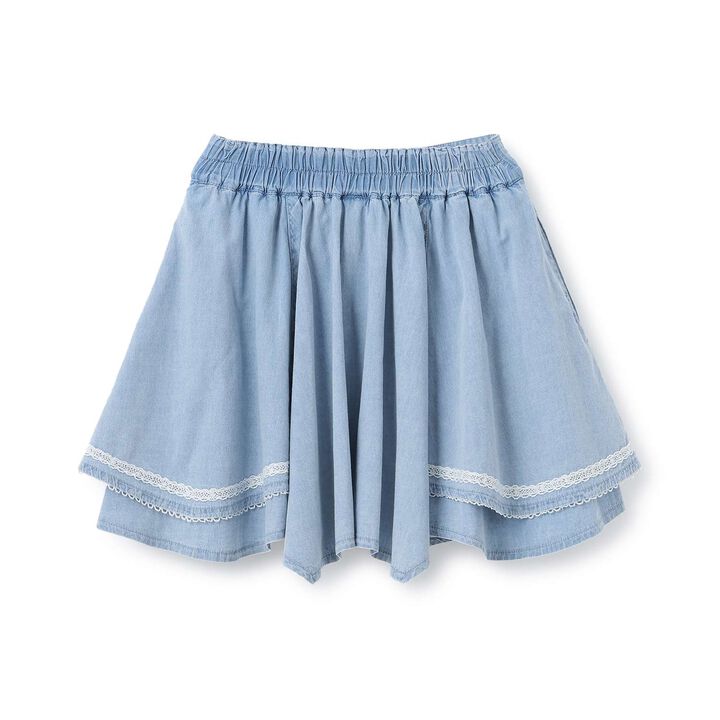 Assorted Material Irregular Hem Skirt with Shorts,Light blue, medium image number 1