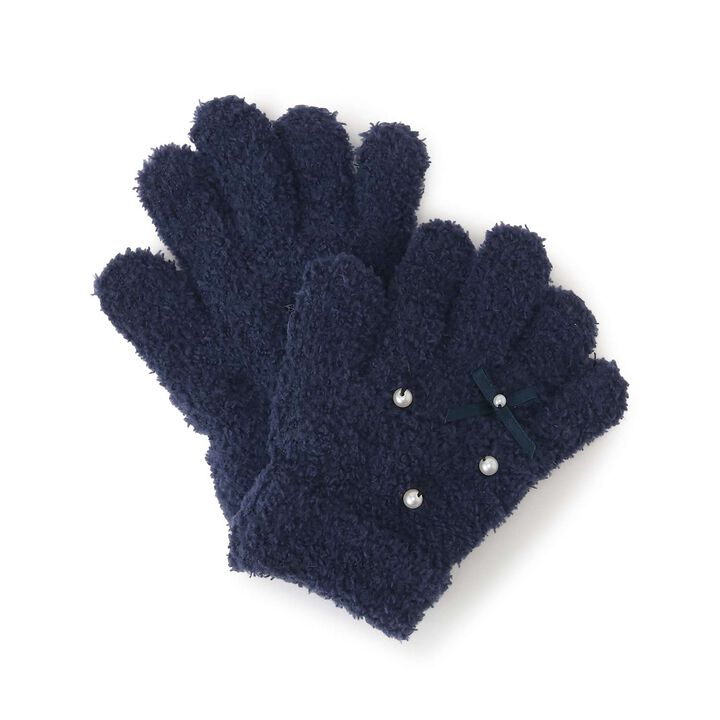 Pearl Ribbon Gloves,Navy, medium image number 0