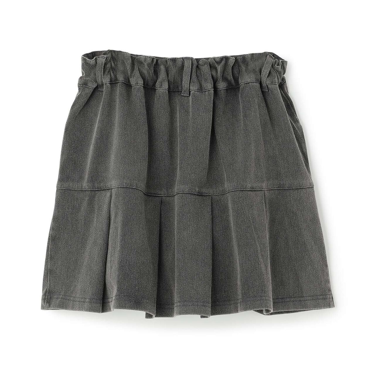 [Stretch] Denim-Look Cut Pleated Skirt,Blue, large image number 26