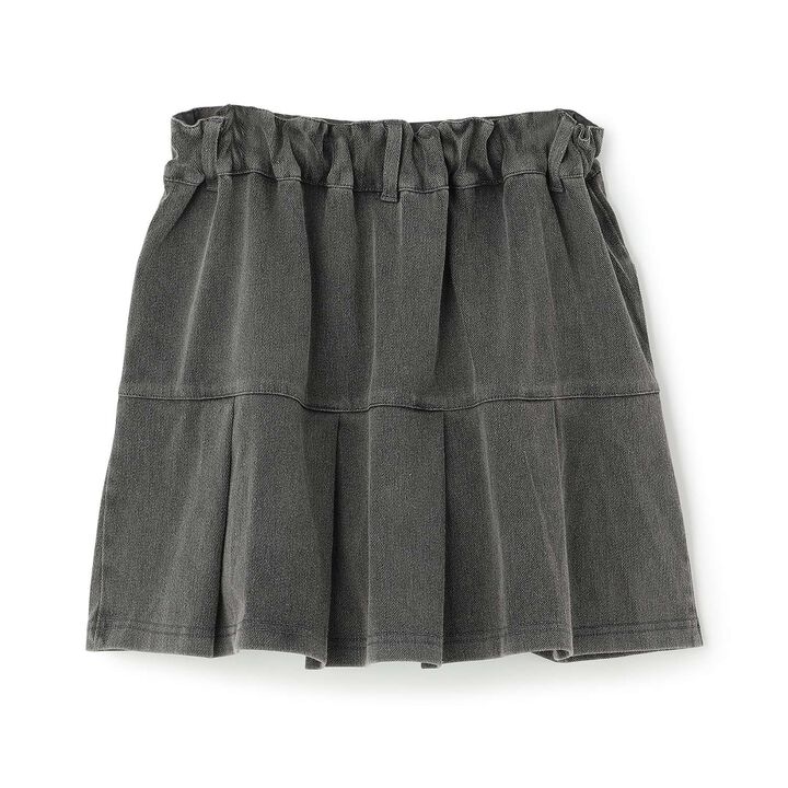 [Stretch] Denim-Look Cut Pleated Skirt,Blue, medium image number 26