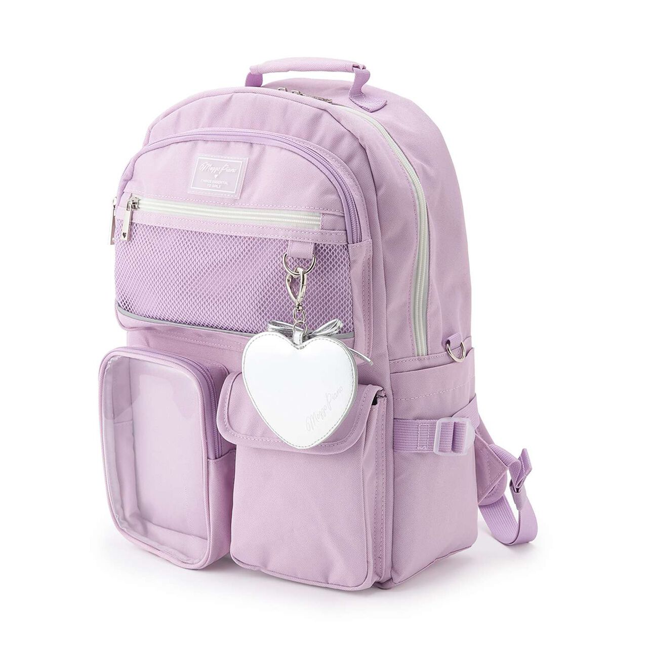 Water-Repellent Clear Pocket Backpack with Charm 20L,Black, large image number 17