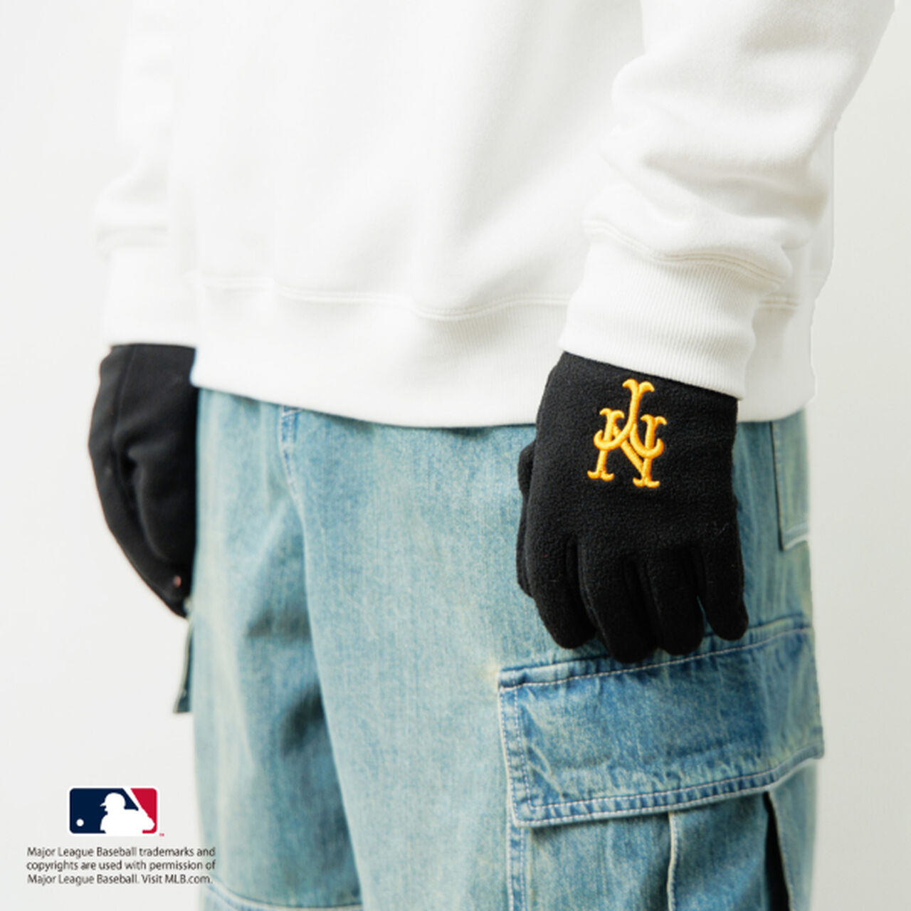 [MLB] Team Logo Fleece Gloves,Black, large image number 0
