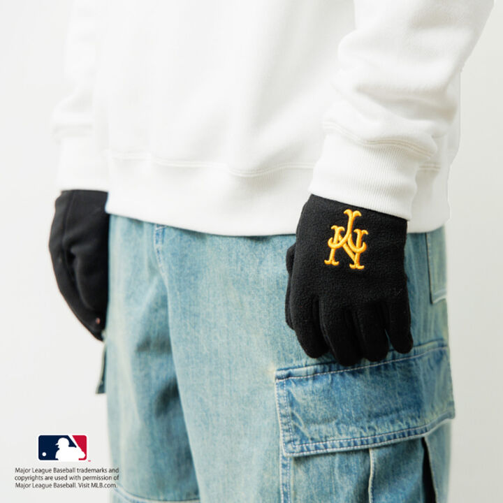 [MLB] Team Logo Fleece Gloves,Black, medium image number 0