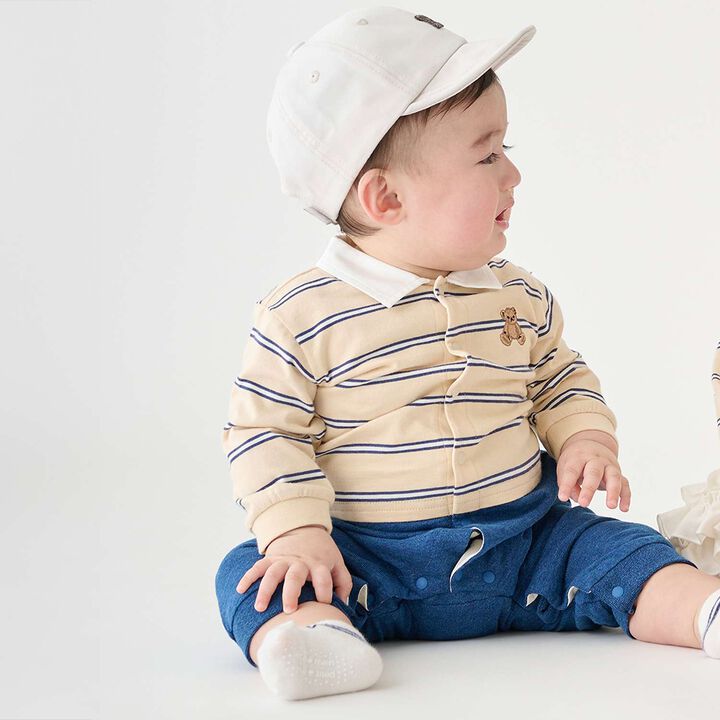 Link Stripe Pattern Rugby Long Sleeve T-Shirt,Navy, medium image number 6