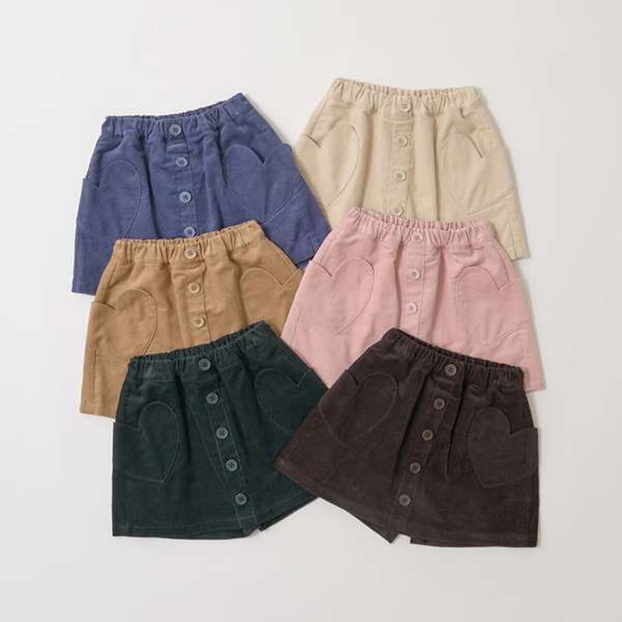 Heart Pocket Corduroy Skirt Pants,Moss green, large image number 1