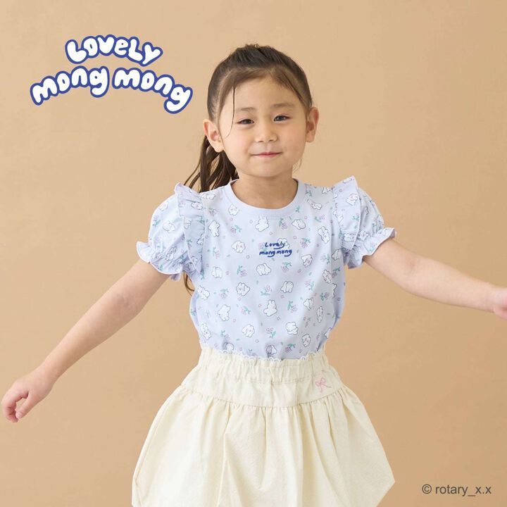 100% Cotton Lovely Monmon Quick-Dry UV Puff Sleeve All-Over Print T-Shirt,, medium