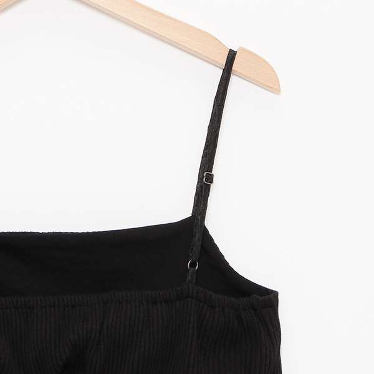 [AMI] Rib Contrast Flower Tunic & Inner Wear Set,Black, large image number 12