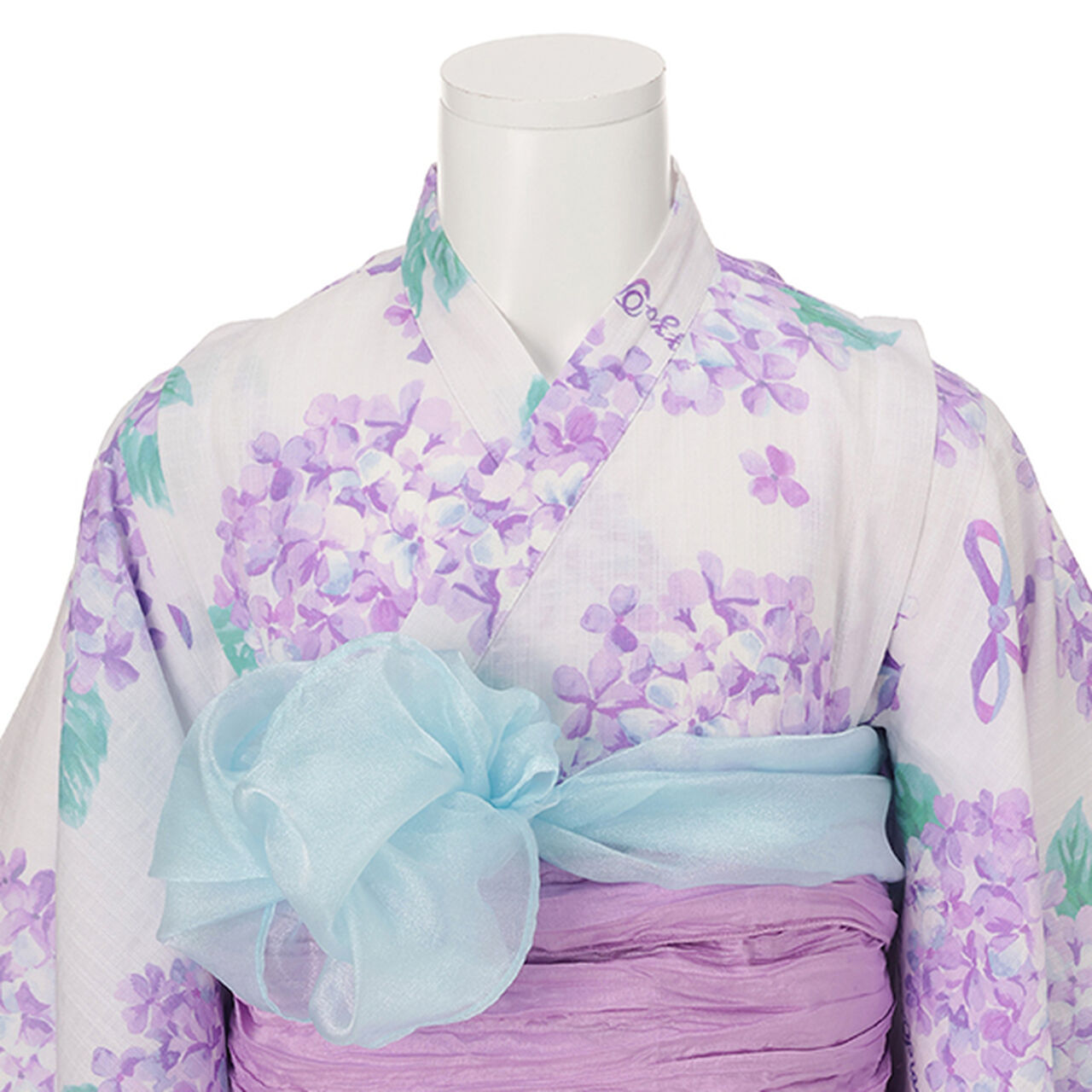 Watercolor Hydrangea Pattern Yukata,Light blue, large image number 17