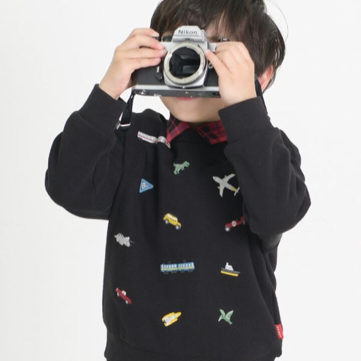 KPBOY Vehicle Dinosaur Embroidered Fleece Sweatshirt (80-150),Yellow, medium image number 2