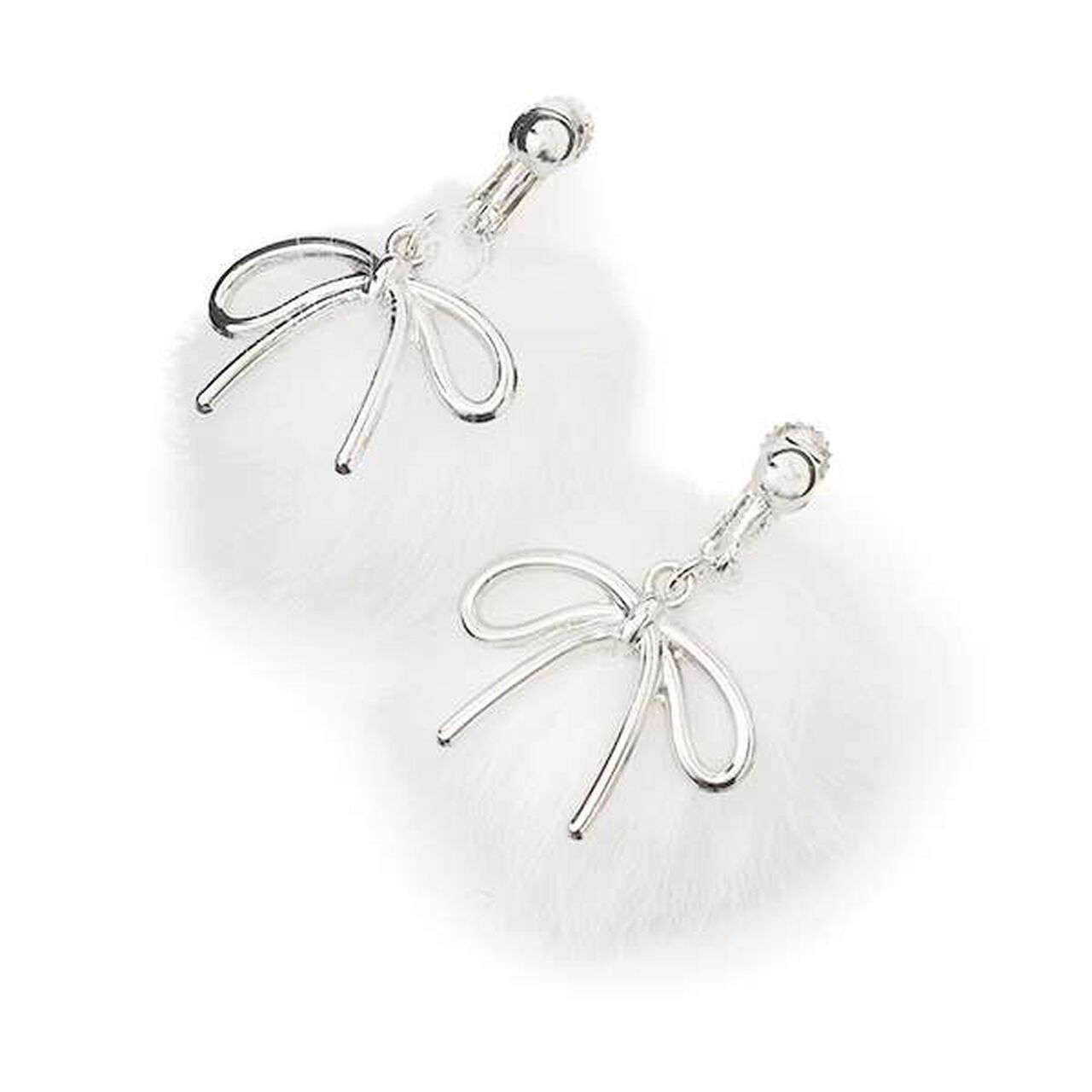 Pom-Pom Earrings,Off white, large image number 0