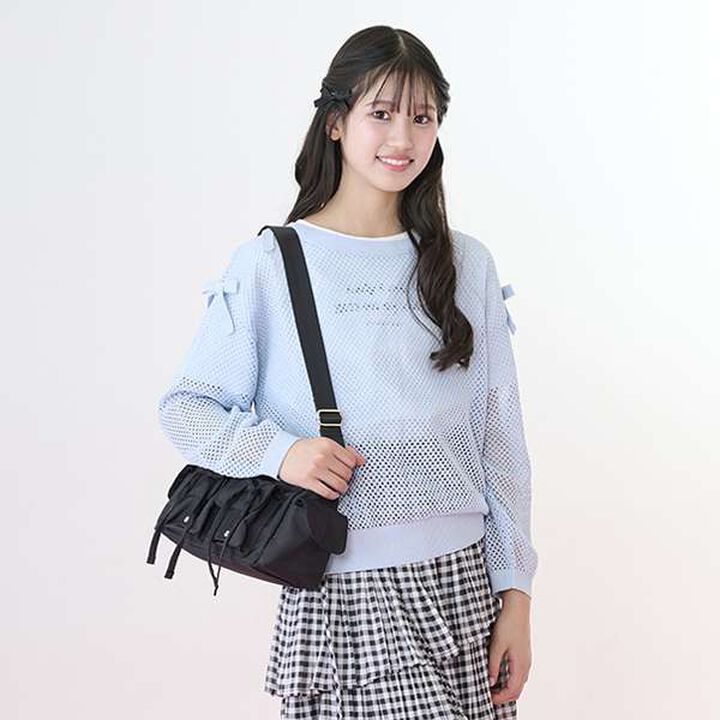 Lurex Mesh Knit & Short Sleeve T-Shirt Set,Light pink, medium image number 2