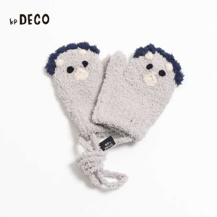 KP Deco Dinosaur Motif Mittens (S),Green, medium image number 3