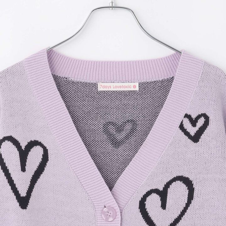 [7days/Washable] Heart Pattern Cardigan,Lavender, medium image number 13