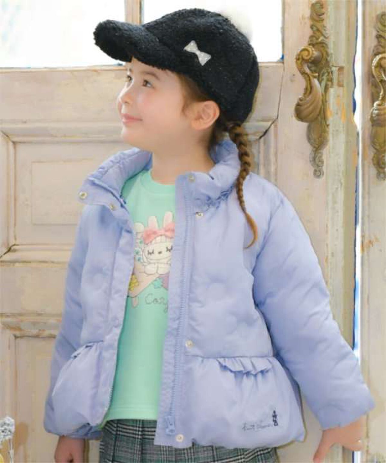 KP Polka Dot Embossed Padded Coat (90-130),Blue gray, large image number 0