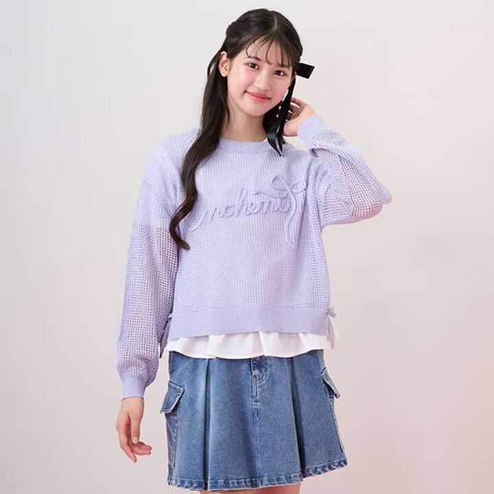 [Cool Touch] Lame Mesh Knit & Peplum T-Shirt Set,, medium