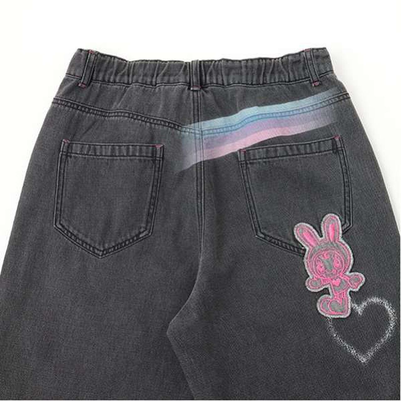 Reissue ♪ Decorative Wide Denim Pants,Black, large image number 8