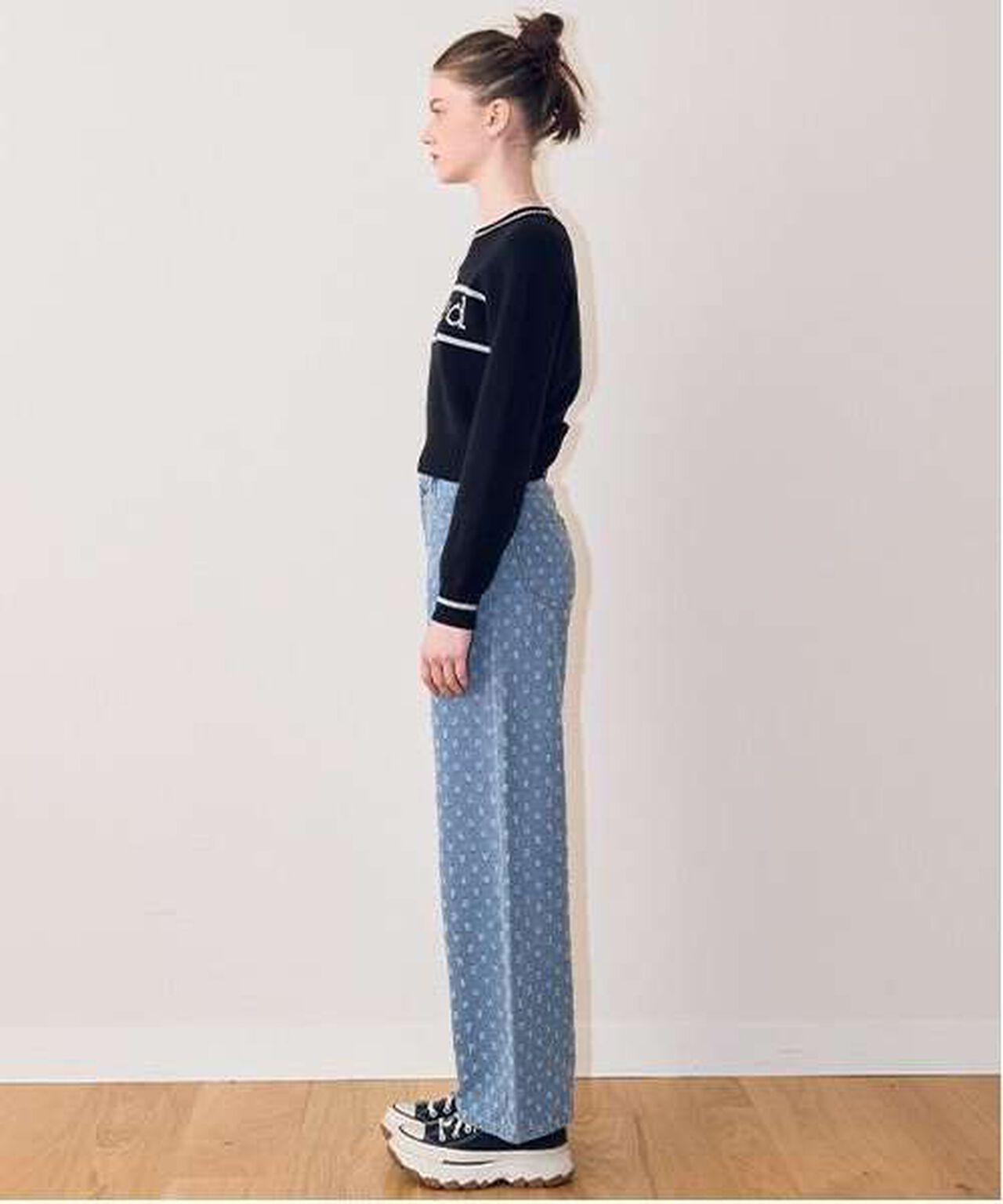 Eyelet Wide Pants,Light blue, large image number 4