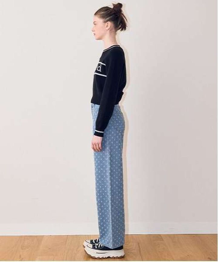 Eyelet Wide Pants,Light blue, medium image number 4