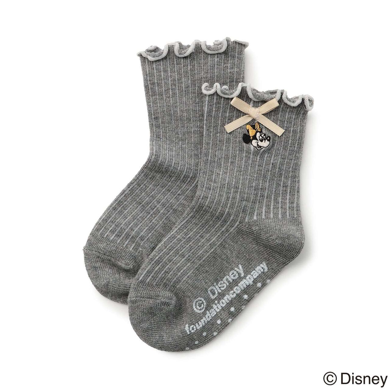 [Disney] Embroidered Socks with Ribbon,Top gray, large image number 0