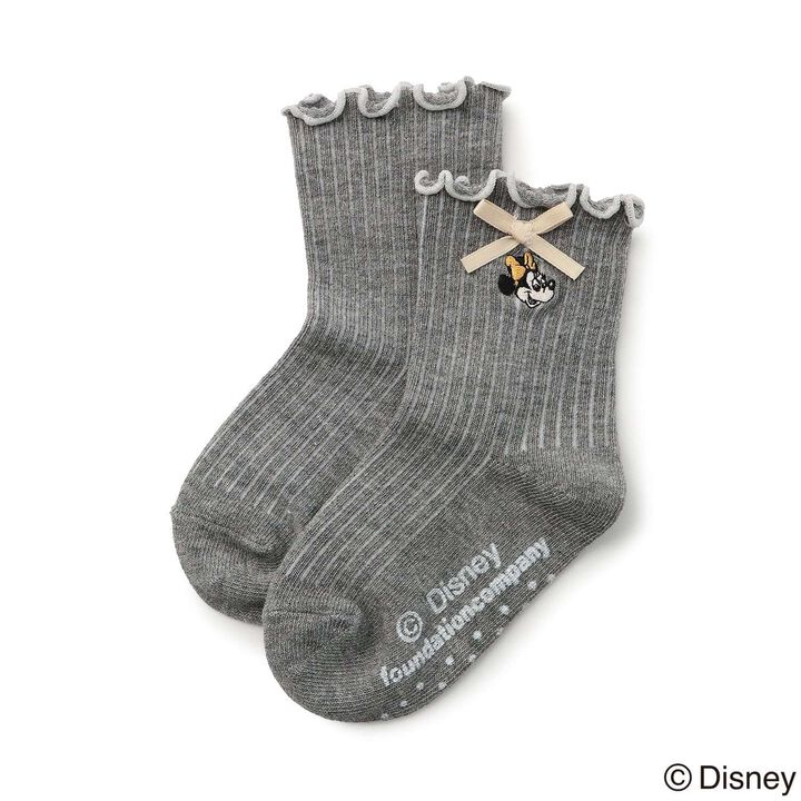 [Disney] Embroidered Socks with Ribbon,Top gray, medium image number 0