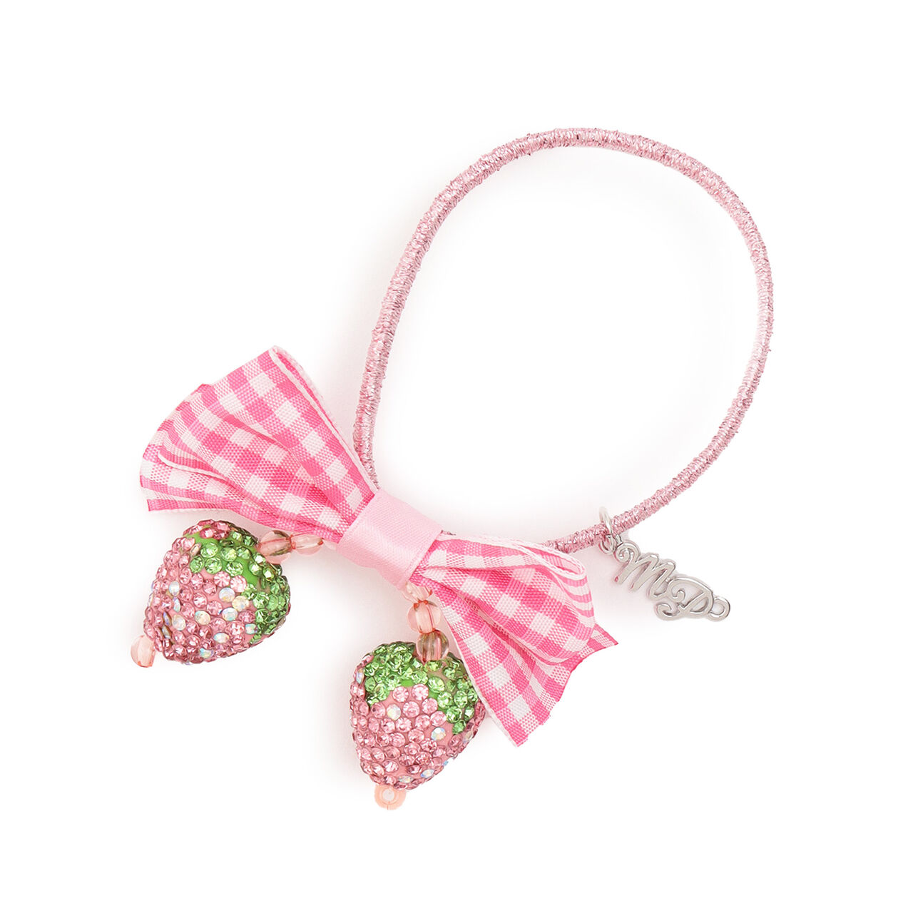 Strawberry Ribbon Hair Ponytail Holder,Light pink, large image number 0