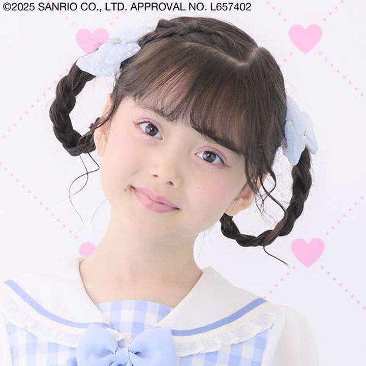 Sparkling Ribbon Hair Ponytail Holder,Sax blue, medium image number 0