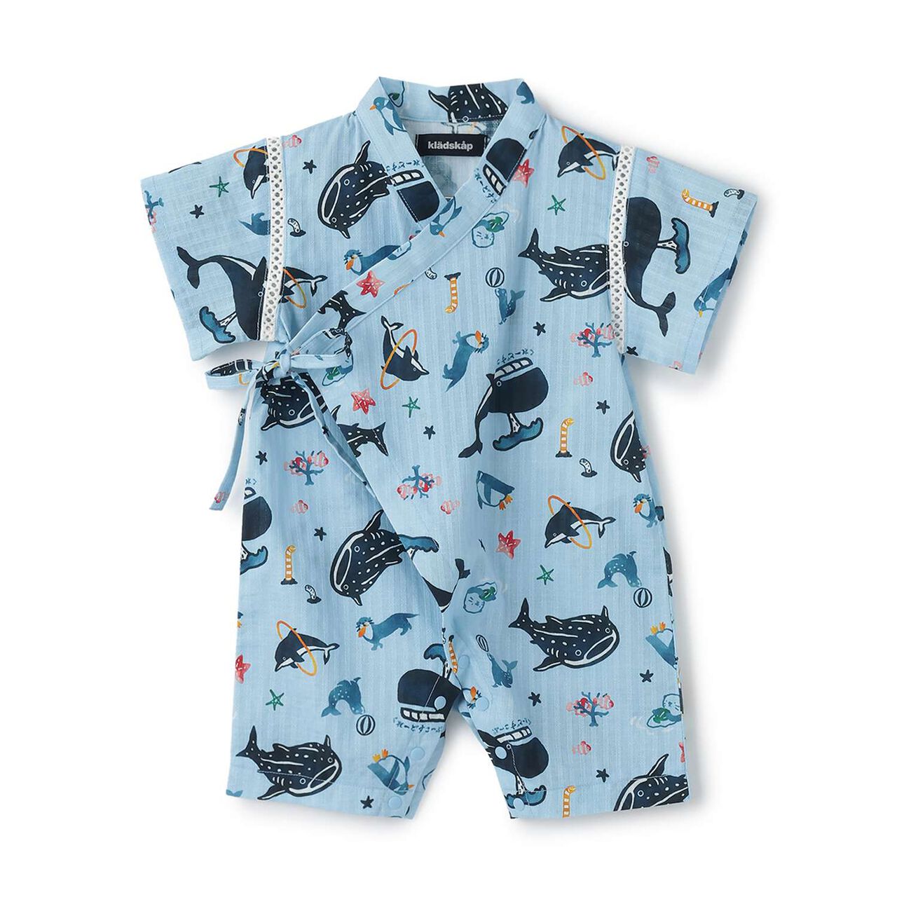 Aquarium Pattern Jinbei Romper,Turquoise, large image number 0