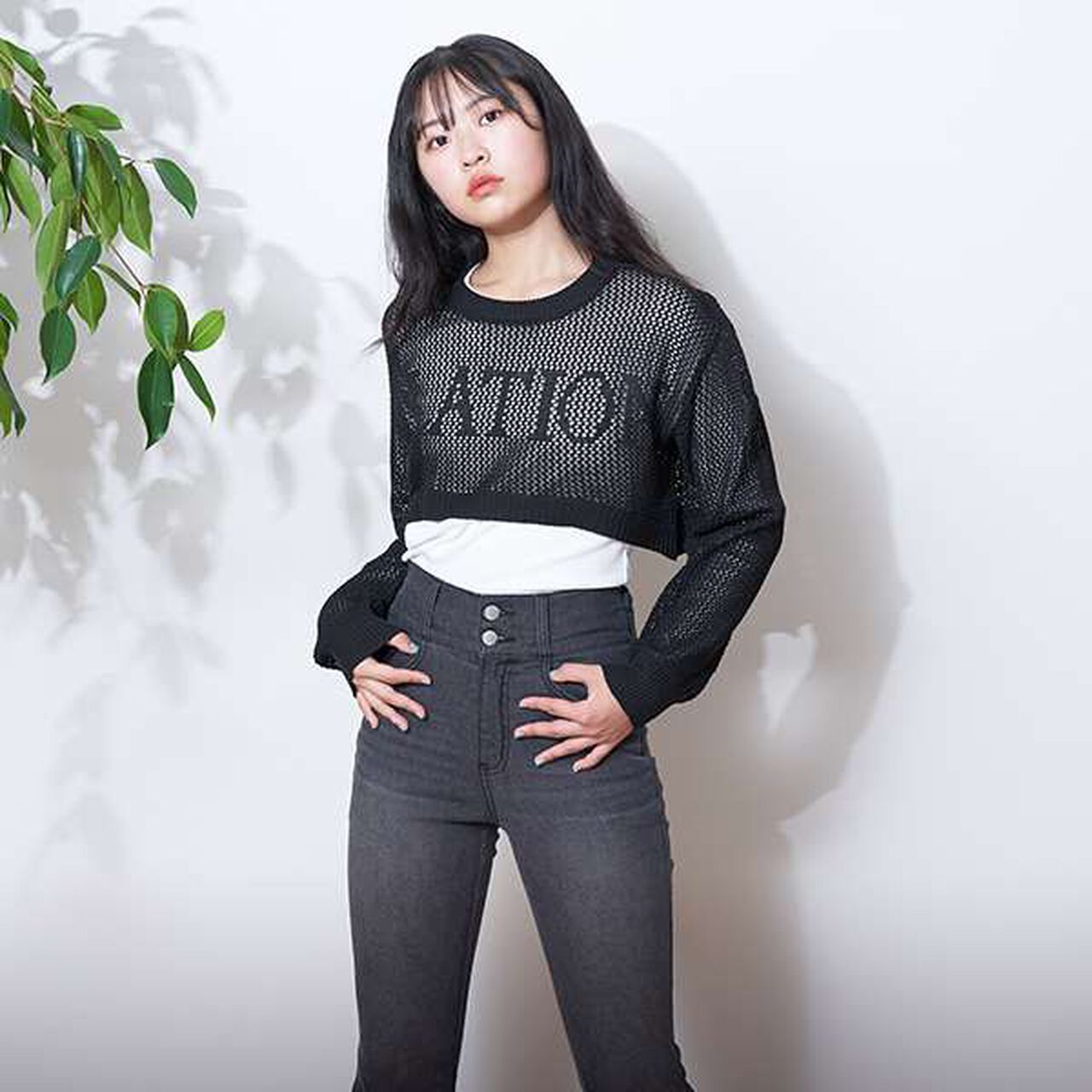 LTXC - Mesh Knit with Inner Layer,Black, large image number 11