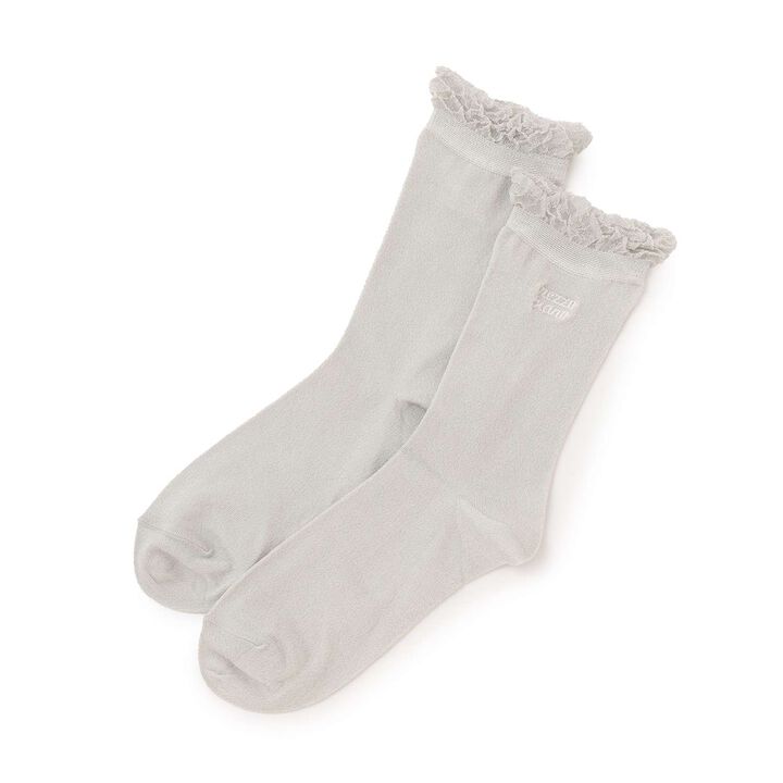 Lame & Logo Embroidery Socks,Pink, medium image number 5