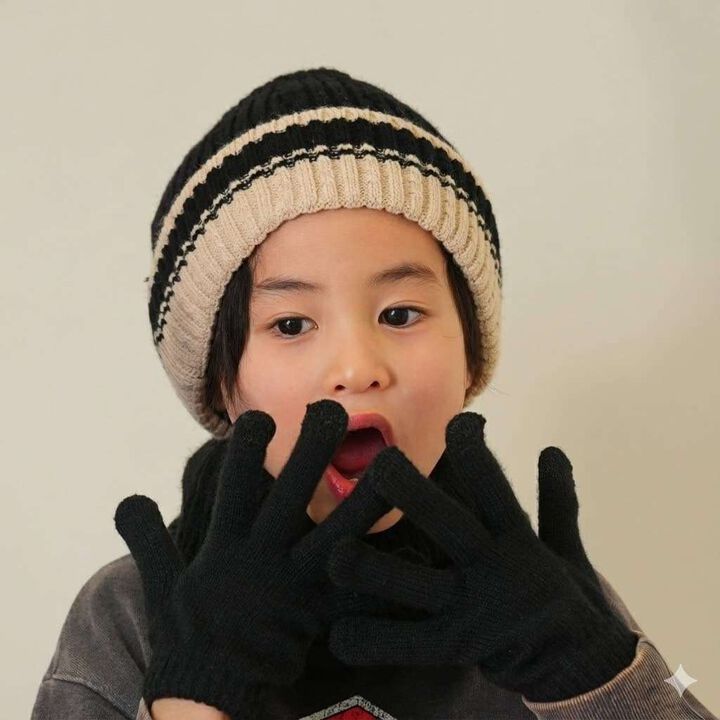 Knitwear Goods Set / Neck Warmer / Gloves / Beanie,Black, medium image number 0