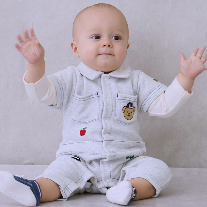 All-Over Embroidered Collared Coverall,, medium