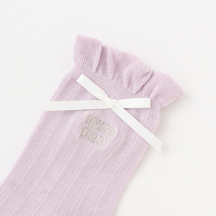 Frill Ribbon Socks,Black, medium image number 1