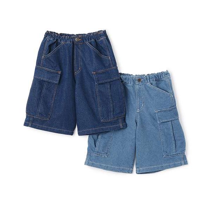 [SKIT0LY] Cool Sensation Denim Half Cargo Pants,Deep blue, medium image number 9