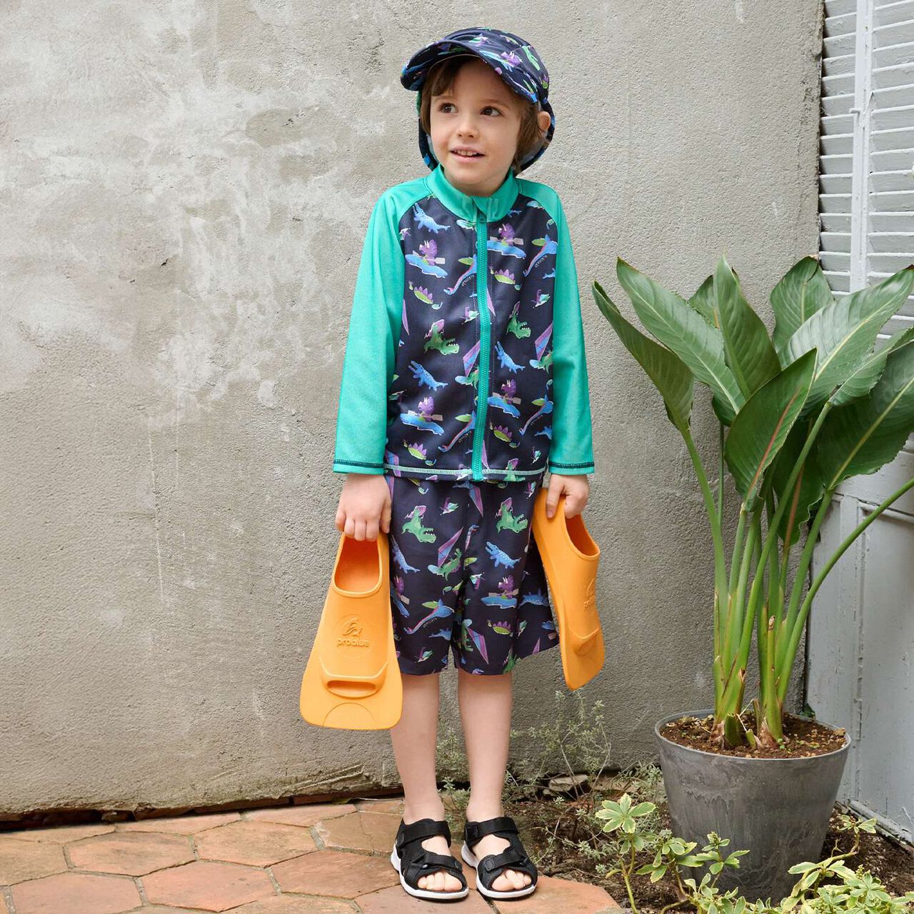 [SWIM] Dinosaur Pattern Swim Pants,Light khaki, large image number 9