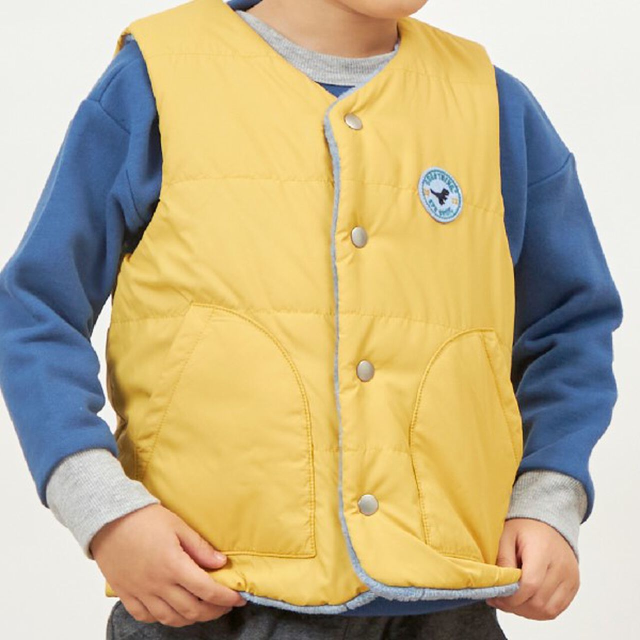 KPBOY Dinosaur Reversible Boa Lined Padded Vest (80-130),Blue, large image number 10