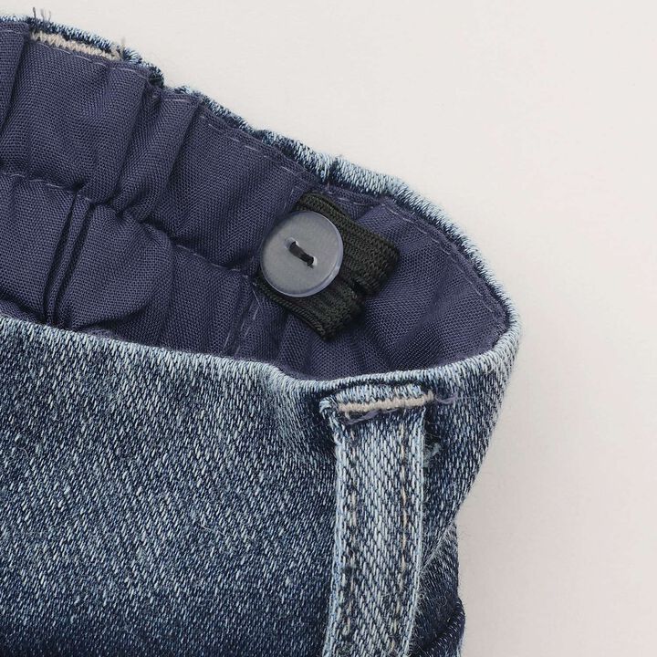 [With Belt Loops] Denim-Look Pleated Skirt,Blue, medium image number 9