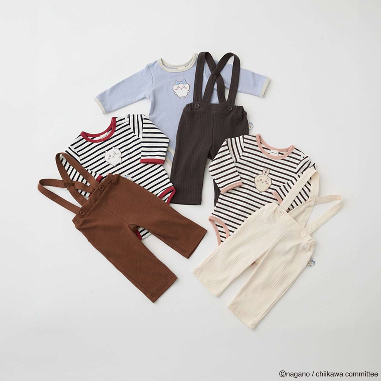 [Anime Chiikawa] Striped Romper & Suspender Pants Set,Ivory, large image number 14