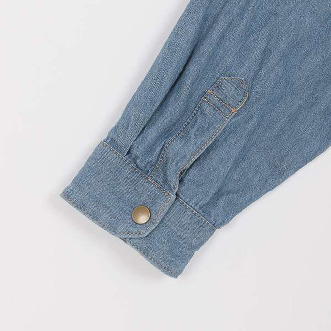 Denim Twill Long-Sleeve Shirt,Blue, large image number 8