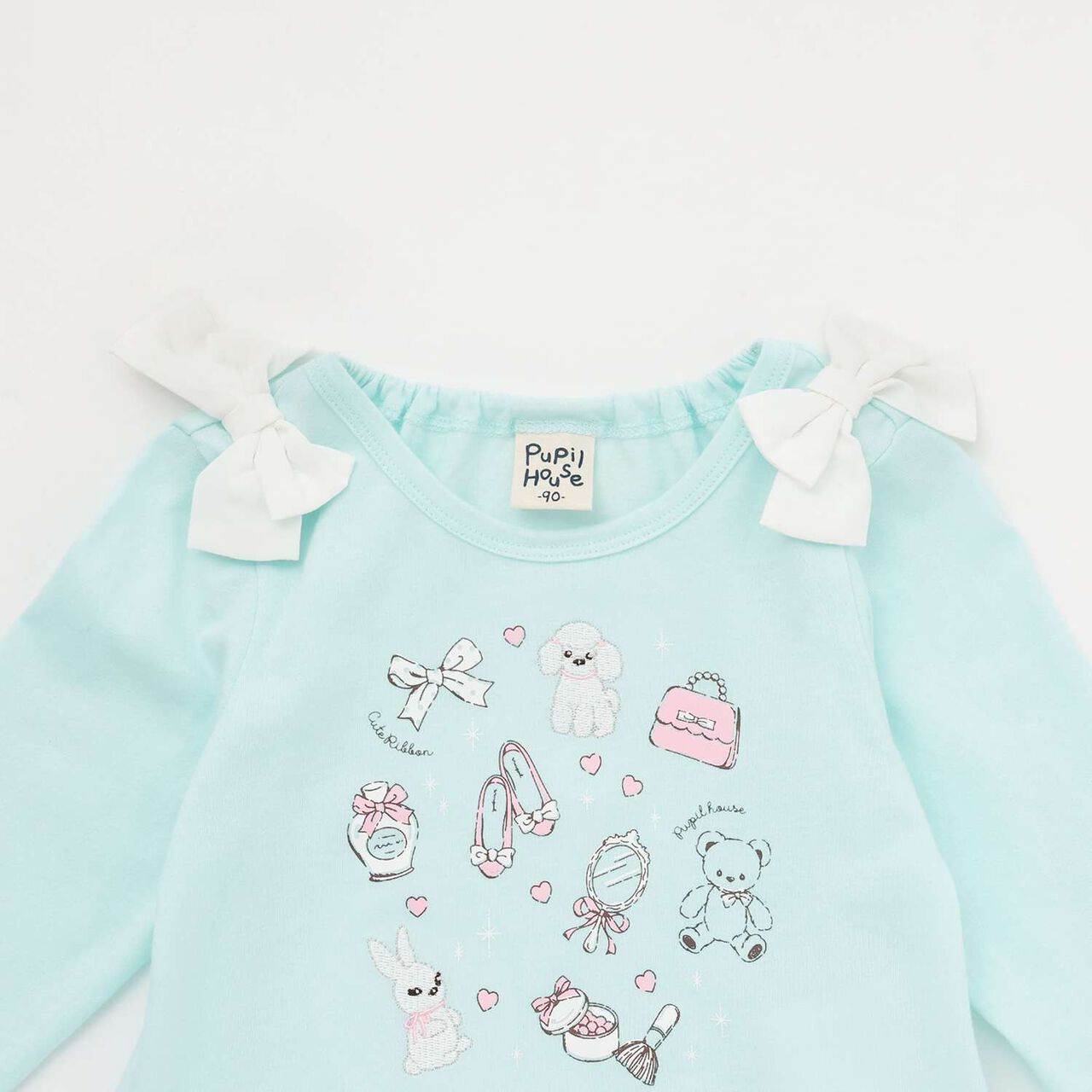 Scalloped Hem Graphic Long Sleeve T-Shirt,Off white, large image number 2