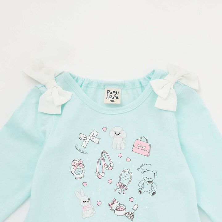 Scalloped Hem Graphic Long Sleeve T-Shirt,Off white, medium image number 2