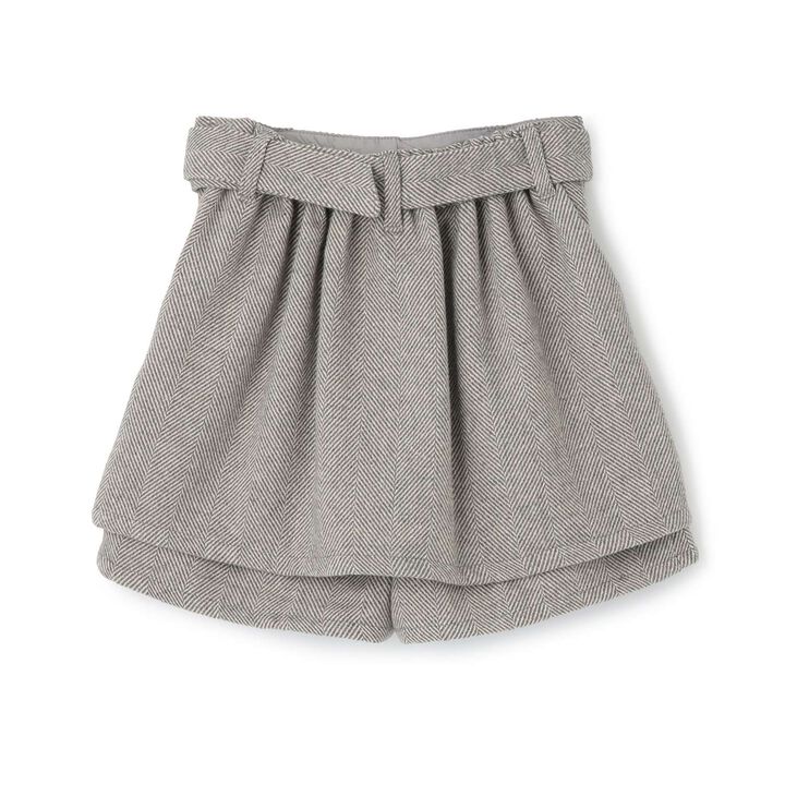 Peplum Skirt with Shorts in Herringbone Pattern with Belt,Black, medium image number 1