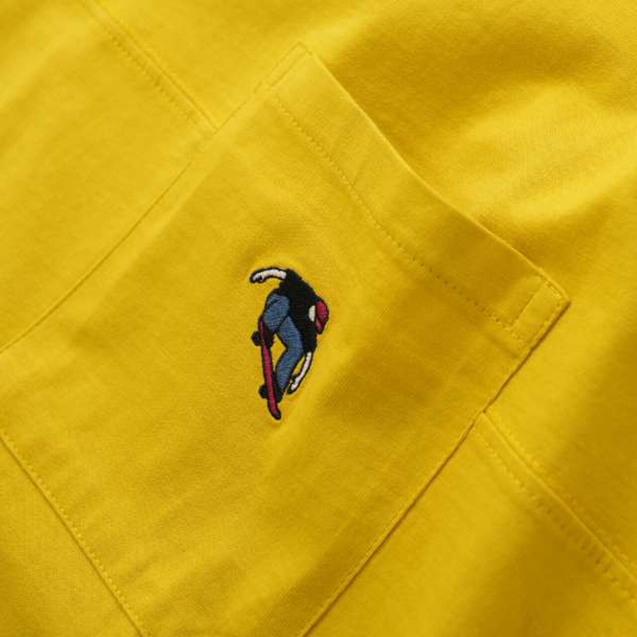 Big Short Sleeve T-Shirt with Pocket and Skater Embroidery,White, large image number 4