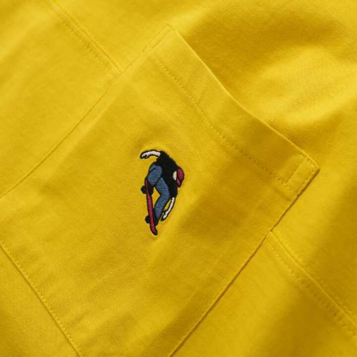 Big Short Sleeve T-Shirt with Pocket and Skater Embroidery,White, medium image number 4