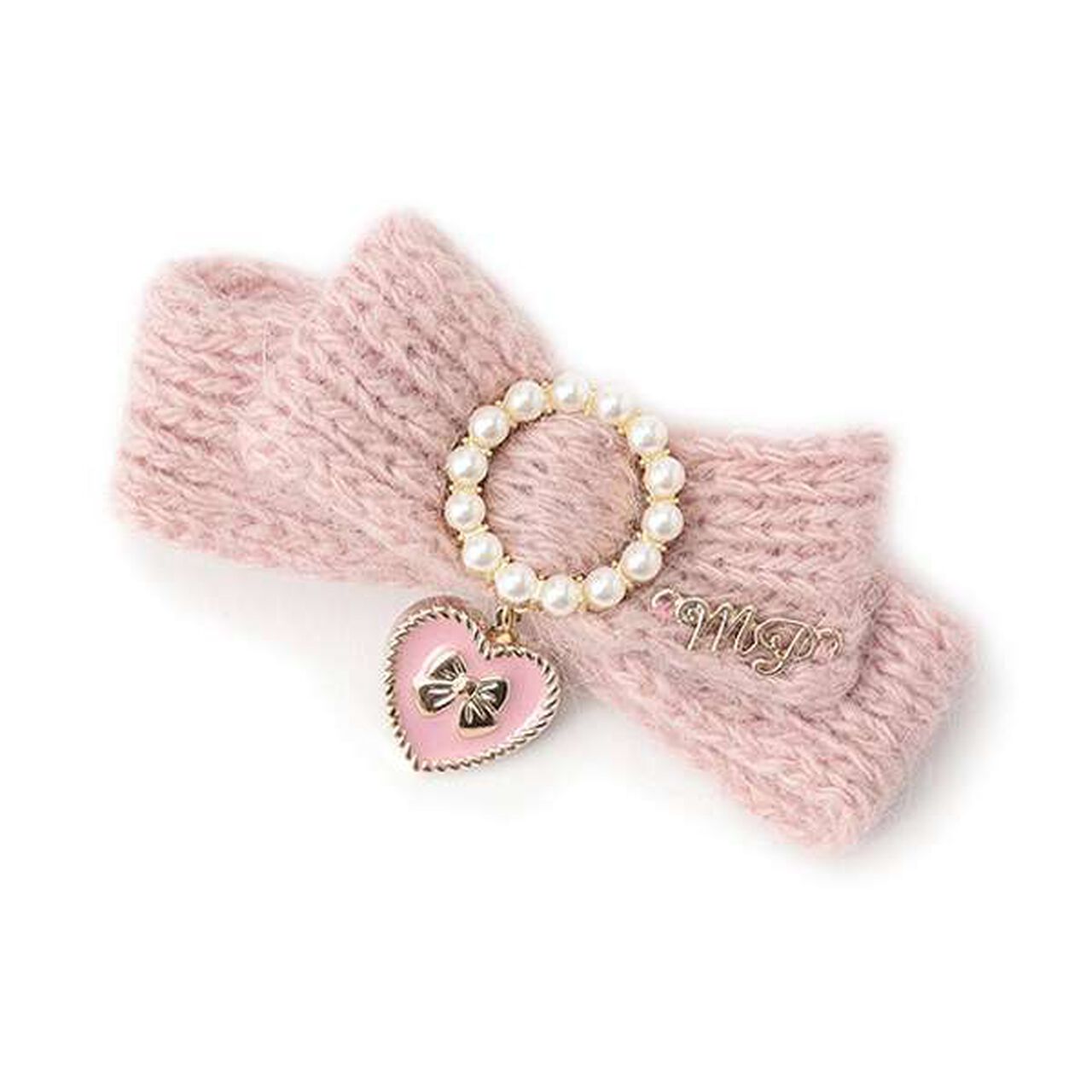 Ribbon Heart Hair Clip,Light pink, large image number 0